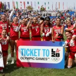 Jugadoras de la selección de México Femenil Flag Football celebrando su clasificación a LA28